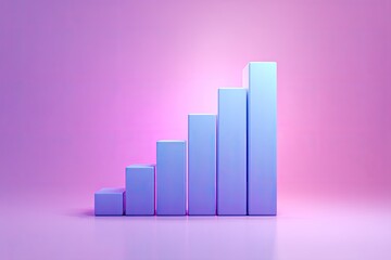Abstract pastel bar chart shows upward trend against a soft gradient background