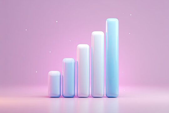 A pastel gradient bar chart illustrates rising trends against a soft, luminous backdrop - Powered by Adobe