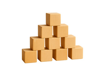 Obraz premium Wooden blocks building pyramid on transparent background