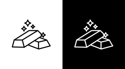 Gold Bars With Icon Set Design