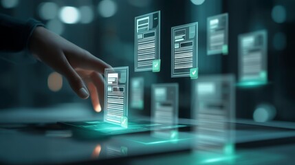 Hand Interacting with Digital Documents on Futuristic Interface