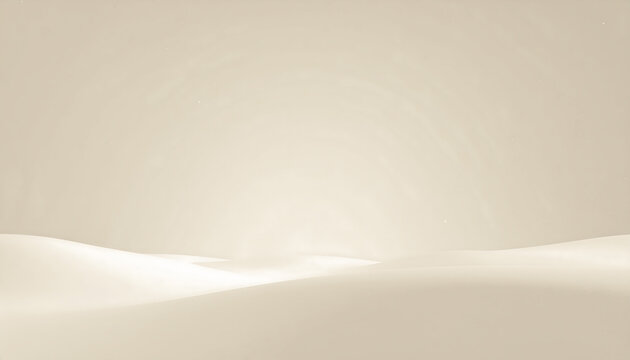 A soft minimal landscape of smooth sand-like dunes under a bright, hazy sky, creating a serene and abstract desert atmosphere in warm beige tones with copy space. - Powered by Adobe