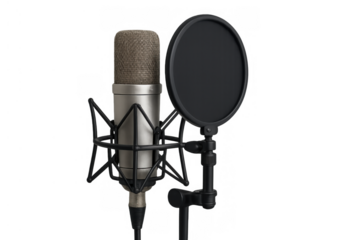 Professional studio condenser microphone and pop filter for recording audio, music, voiceovers, and podcasts