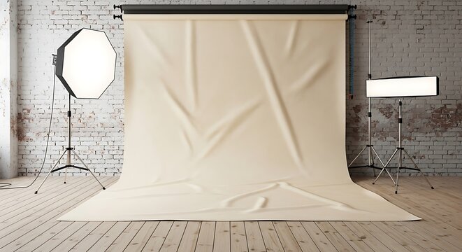 Studio photography equipment setup for professional portrait shots indoor