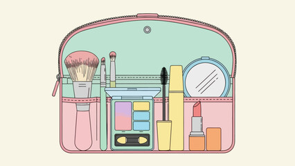 Stylish beauty bag filled with cosmetic essentials, perfect for everyday beauty and on the go