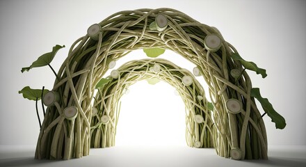 Elegant organic archways crafted from intertwining vines and leaves for nature themed events