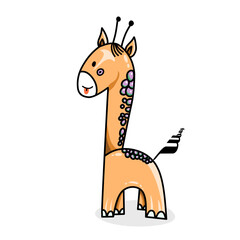 Cute giraffe with white background isolation