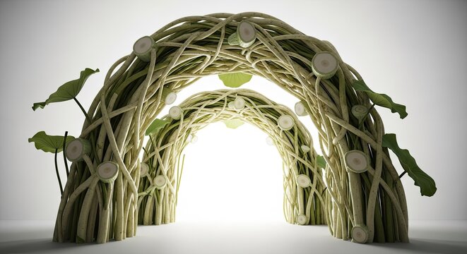Elegant organic archways crafted from intertwining vines and leaves for nature themed events