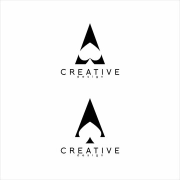 Arrow logo design with heart and letter A concept.