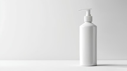 Elegant Tall Unmarked Sani Bottle Holding Clean Liquid for Spa and Skincare Display, Isolated Space