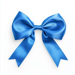 Cheerful Blue Present Wrapped in Silk with a Beautiful Bow, Ideal for Christmas and Anniversaries