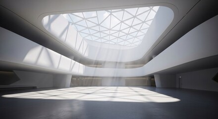 Modern Architecture Interior with Skylight and Geometric Design.