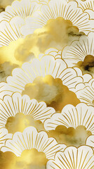 白と金が織りなす洗練された装飾美が魅力の和風イラスト｜高級感あふれるデザインは年賀状や祝いの背景に最適｜和風、背景、金色、日本文化、伝統、装飾、雅、テクスチャ、豪華、上品