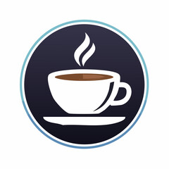 Obraz premium Elegant coffee cup emblem in a circular frame showcasing warmth and refreshment offering a