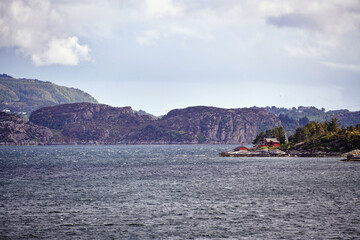 Small Lighthouse on Rocky Norwegian Coast