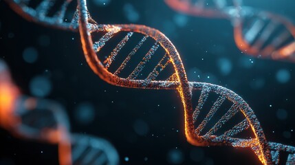 DNA double helix genetic material. Gene sequencing abstract design. Floating in space background, 
science, abstract, biology, biotechnology, molecular, health, geneti