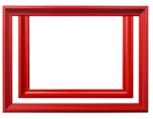 Two nested, glossy red picture frames over a black background