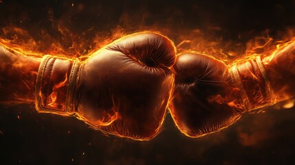 Boxing Gloves Ignited with Fiery Energy