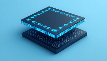 Futuristic glowing chip design representing cutting-edge technology and data processing for modern computing solutions and innovative tech concepts