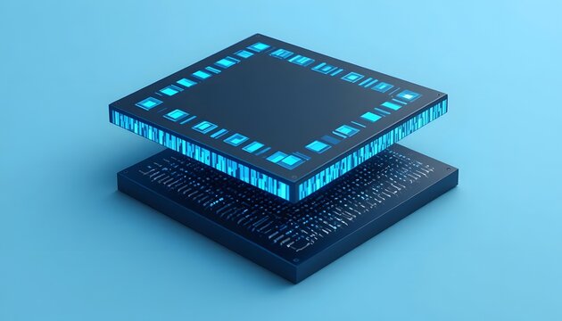 Futuristic glowing chip design representing cutting-edge technology and data processing for modern computing solutions and innovative tech concepts