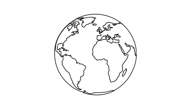Simple linear representation of the Earth showcasing continents and geographic boundaries