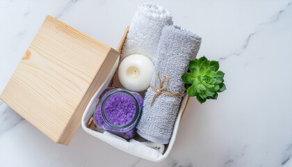 Elevate Your Self-Care Rituals with this Luxurious Spa Gift Set - Experience Tranquility and Rejuvenation at Home with Bath Salts, Towels, and Candle