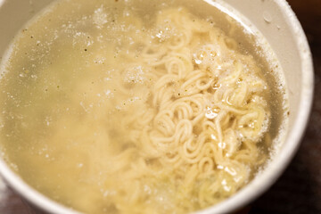 Close-Up of Boiling Box Noodles Being Prepared