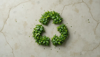 Eco friendly recycle symbol made of green leaves environmental sustainability