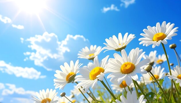 Sunny field of daisies