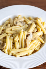 Close-Up of Creamy Italian Caserecce Pasta