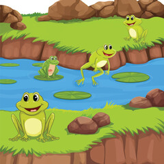 Naklejka premium frog on the river