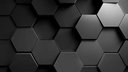 Dark Abstract 3D Hexagon Background with Moving Black Honeycomb Pattern - Powered by Adobe