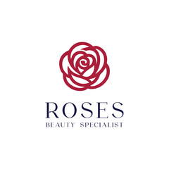 Red rose logo template suitable for beauty company