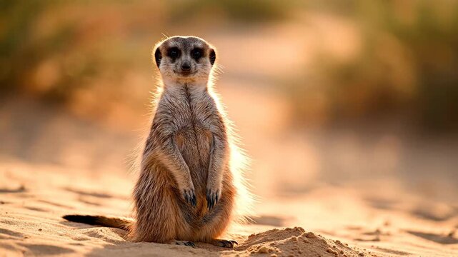 Meerkat Sentinel - A Vigilant Guardian in the Desert Landscape.