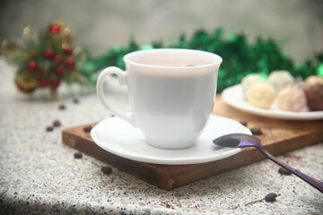 cup of coffee and candies