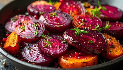 Roasted Beets and Carrots with Herbs - A Colorful and Healthy Dish.