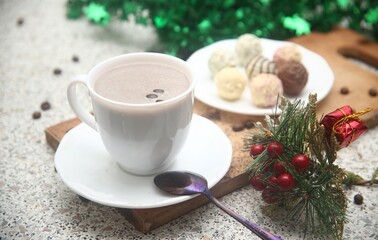 cup of hot chocolate on the table