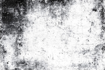 Fototapeta premium A black and white grunge texture with rough surface marks, scattered noise, worn edges, and distressed patterns creating an aged, gritty, and weathered abstract background.
