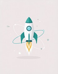 Rocket Launch Illustration - A Symbol of Innovation and Progress.