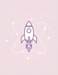 Rocket Launching into Space - A Minimalist Illustration of Innovation.
