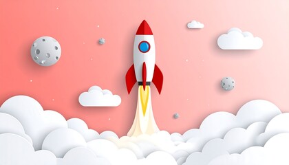 Rocket Launching into Space - A Symbol of Innovation and Progress.