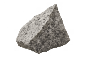 Granite rock fragment featuring a coarse, irregular texture, casting a subtle shadow. Hard and solid stone material for geology and construction use