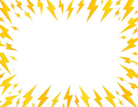 Yellow lightning bolt frame on white - Powered by Adobe