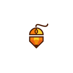 Obraz premium Mouse pencil logo icon flat vector design