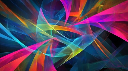 Vibrant glowing abstract lines creating dynamic patterns and futuristic light trails, perfect for modern technology and design backgrounds.