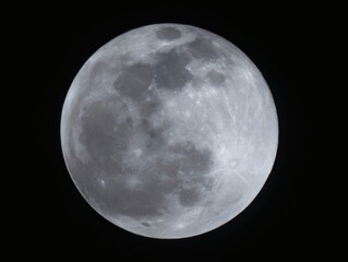 Obraz premium phase. A detailed closeup of the full moon, showcasing its textured surface against the dark expanse of space. STEM education sheets.