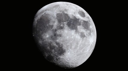 Obraz premium phase. A detailed closeup of the full moon, showcasing its textured surface against the dark expanse of space. STEM education sheets.