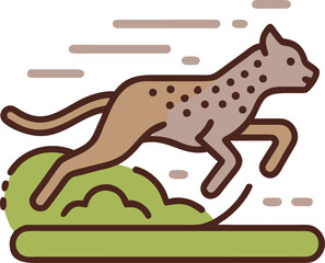 Cheetah Running Fast on Grass During a Sunny Day