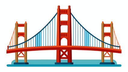 Golden Gate Bridge Stands Over Water in a Simple Illustration