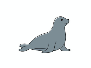 Gray Seal Cartoon Illustration